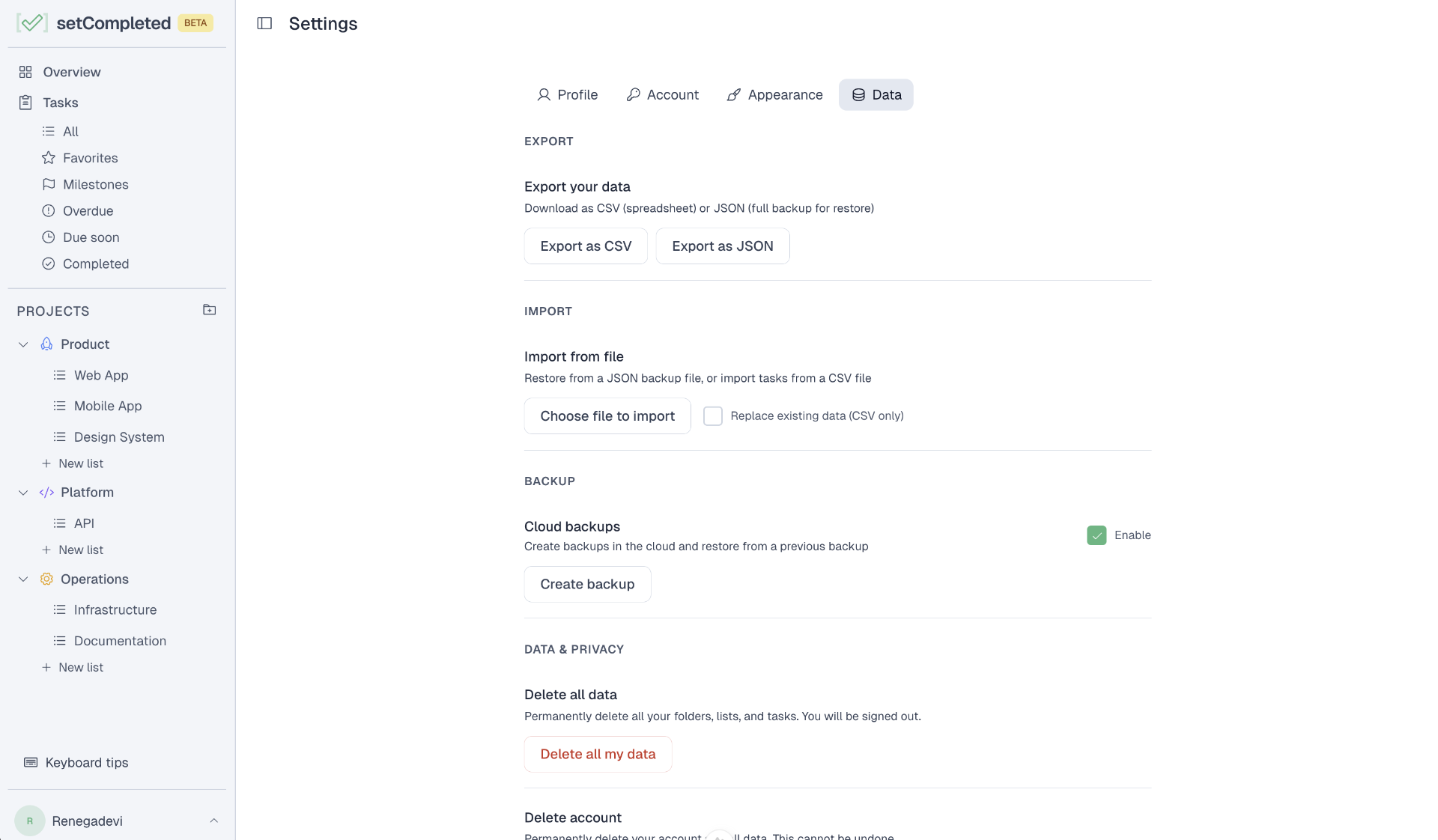 setCompleted project view
